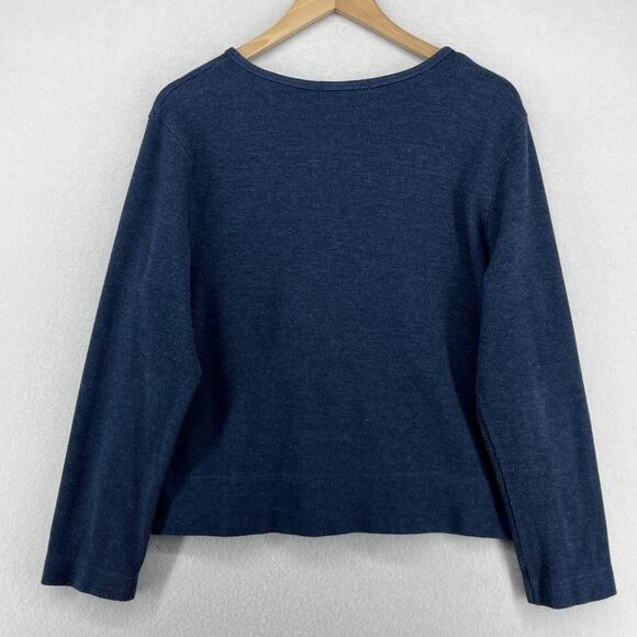 STEW LEONARDS Shirt Top Womens L Dairy Grocery Connecticut Danbury Cardigan Blue - Picture 3 of 12